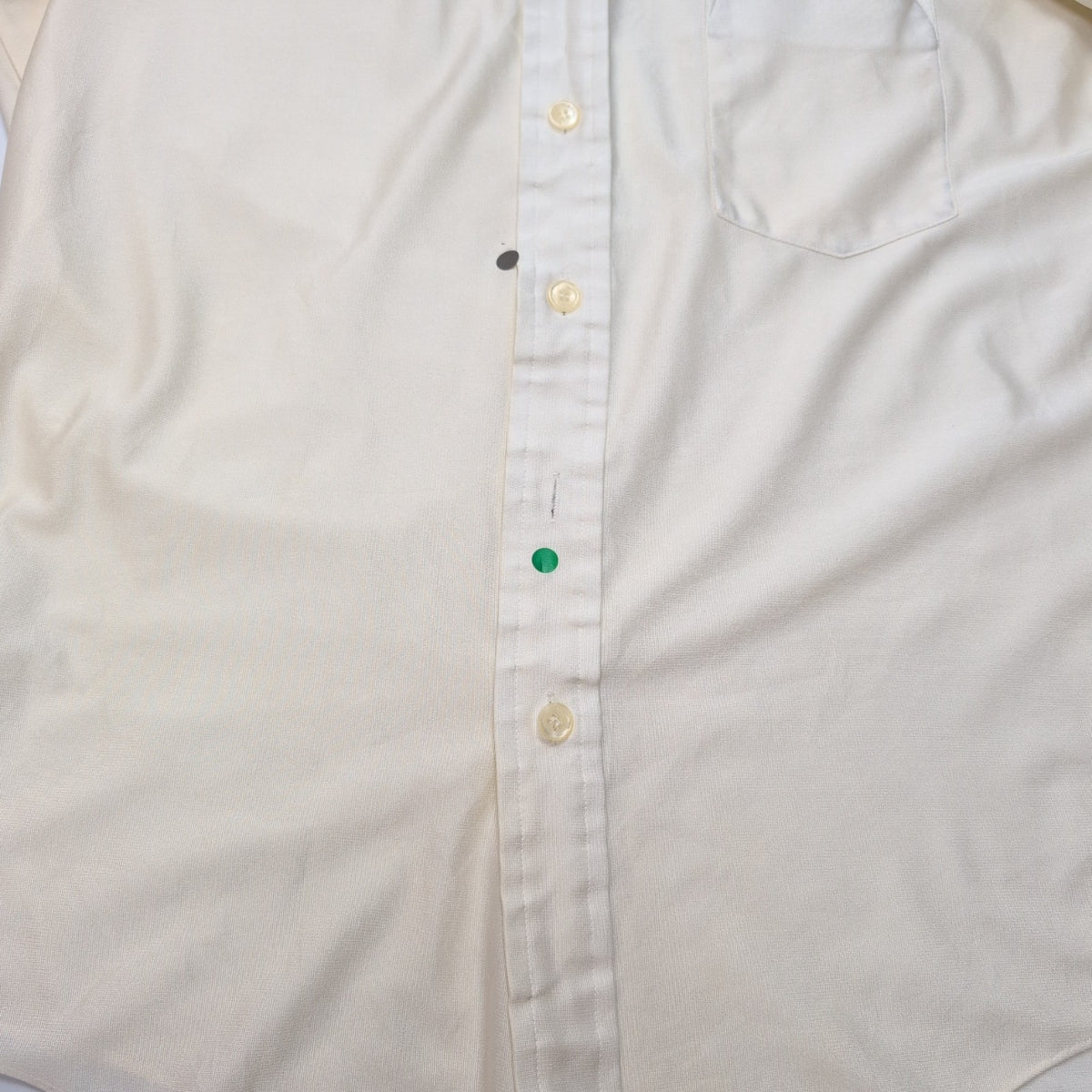 Chemise Manhattan Qiana Vintage Taille M/L Blanc Cassé Grand Col Pointe