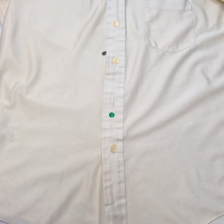 Chemise Manhattan Qiana Vintage Taille M/L Blanc Cassé Grand Col Pointe