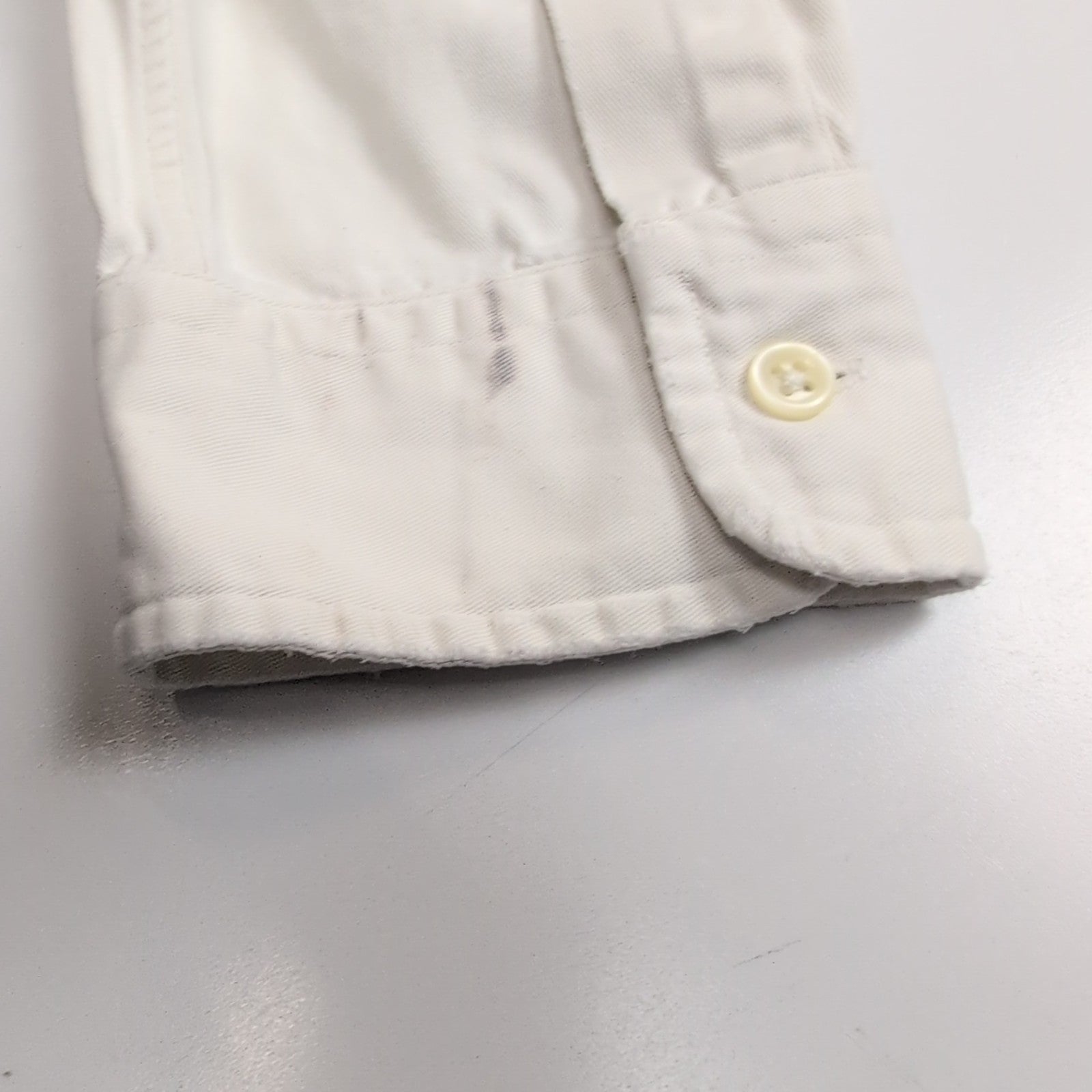 Chemise Ralph Lauren XL Vintage Blanche Coton Lourd Logo Bleu