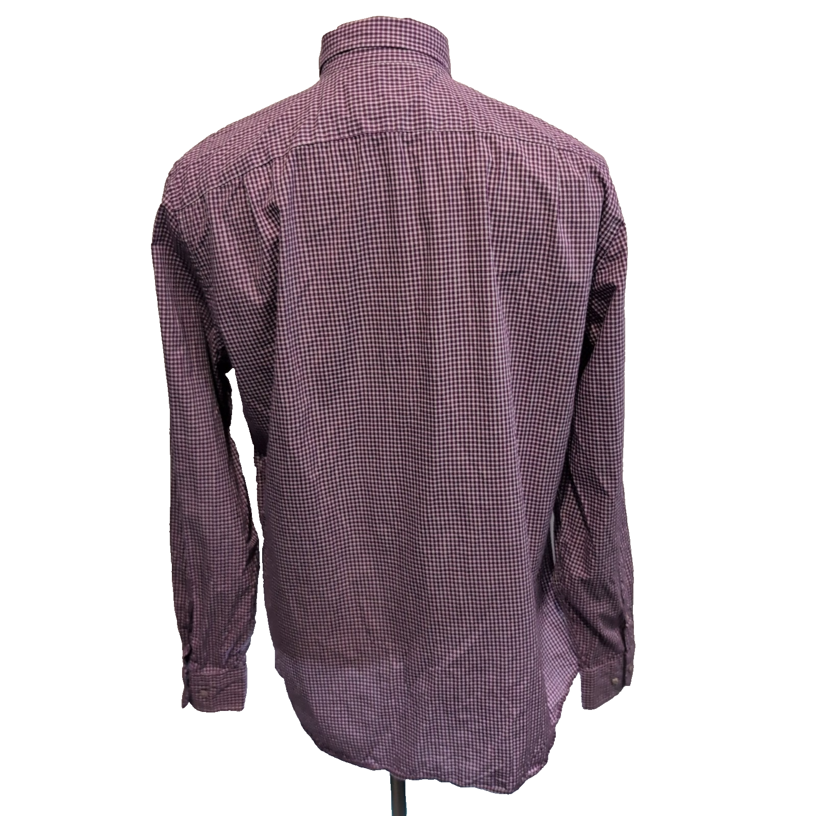 Chemise Nautica M Classic Fit Bordeaux Carreaux Coton Logo Brodé manches longues
