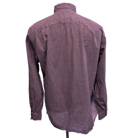 Chemise Nautica M Classic Fit Bordeaux Carreaux Coton Logo Brodé manches longues