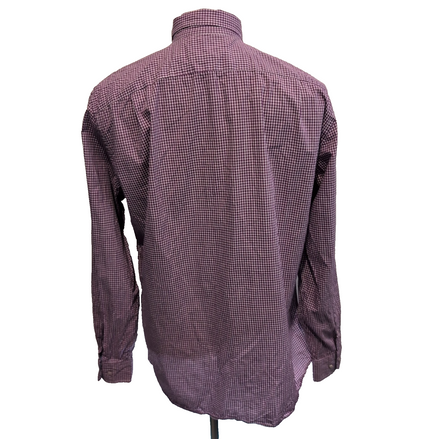 Chemise Nautica M Classic Fit Bordeaux Carreaux Coton Logo Brodé manches longues