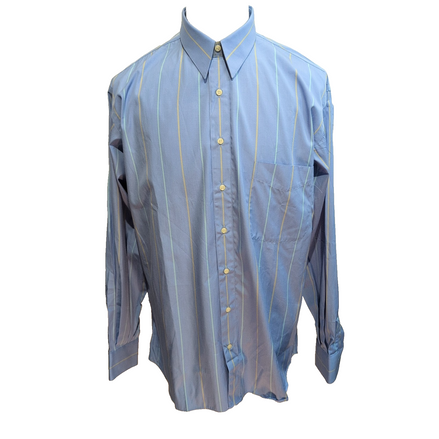 Chemise FLAG Taille M/L Made in Italy Bleu Rayures Coton Neuve Sans Étiquette