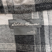 🌲 EDDIE BAUER L Flanelle Coton Stretch Carreaux Gris |297S