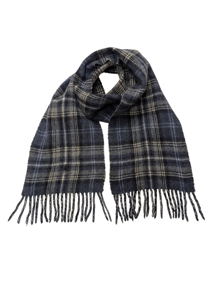 Écharpe Polo Ralph Lauren Réversible Carreaux Écossais & Gris Laine d'Agneau