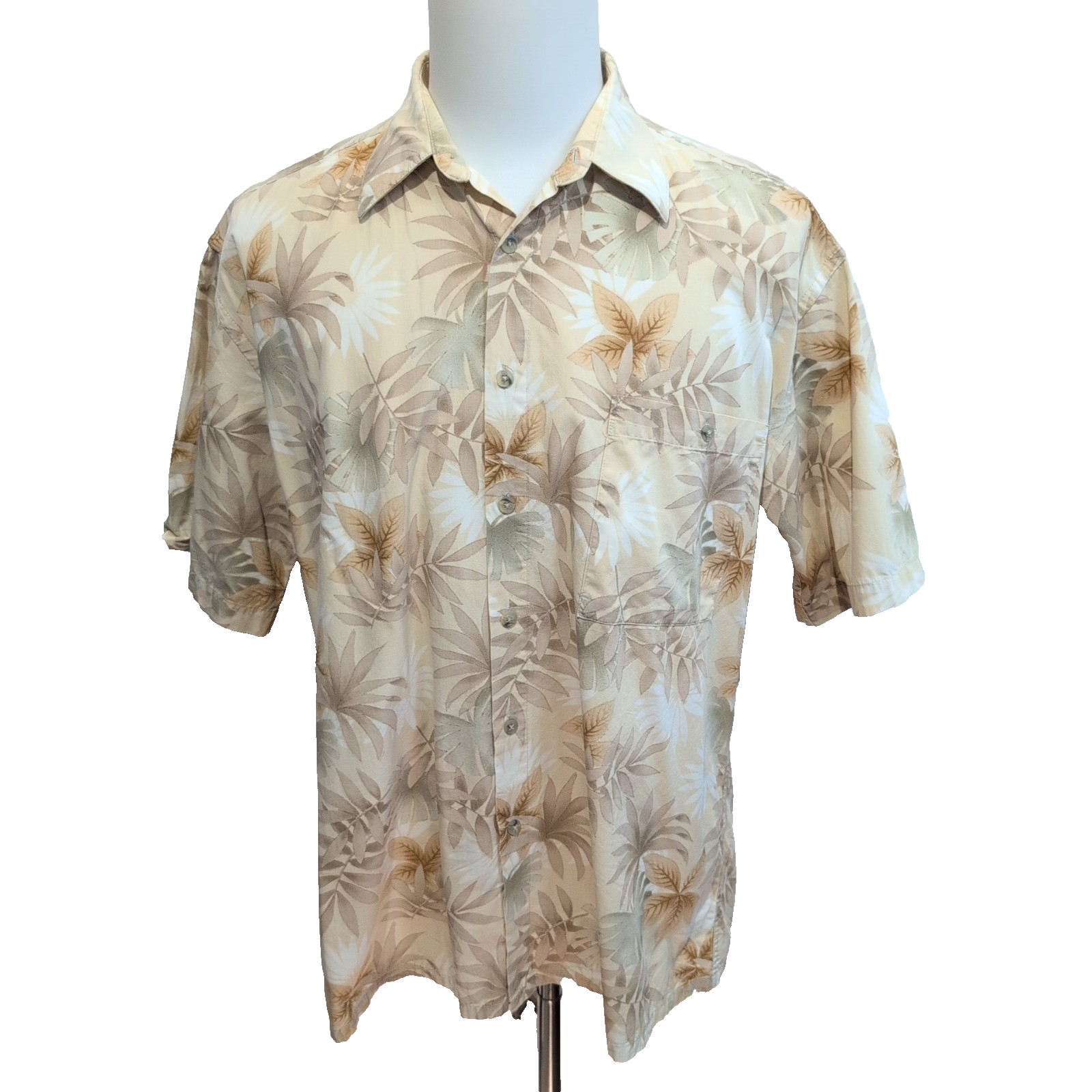 Chemise Hawaïenne Manches Courtes Pierre Cardin Coton Beige L