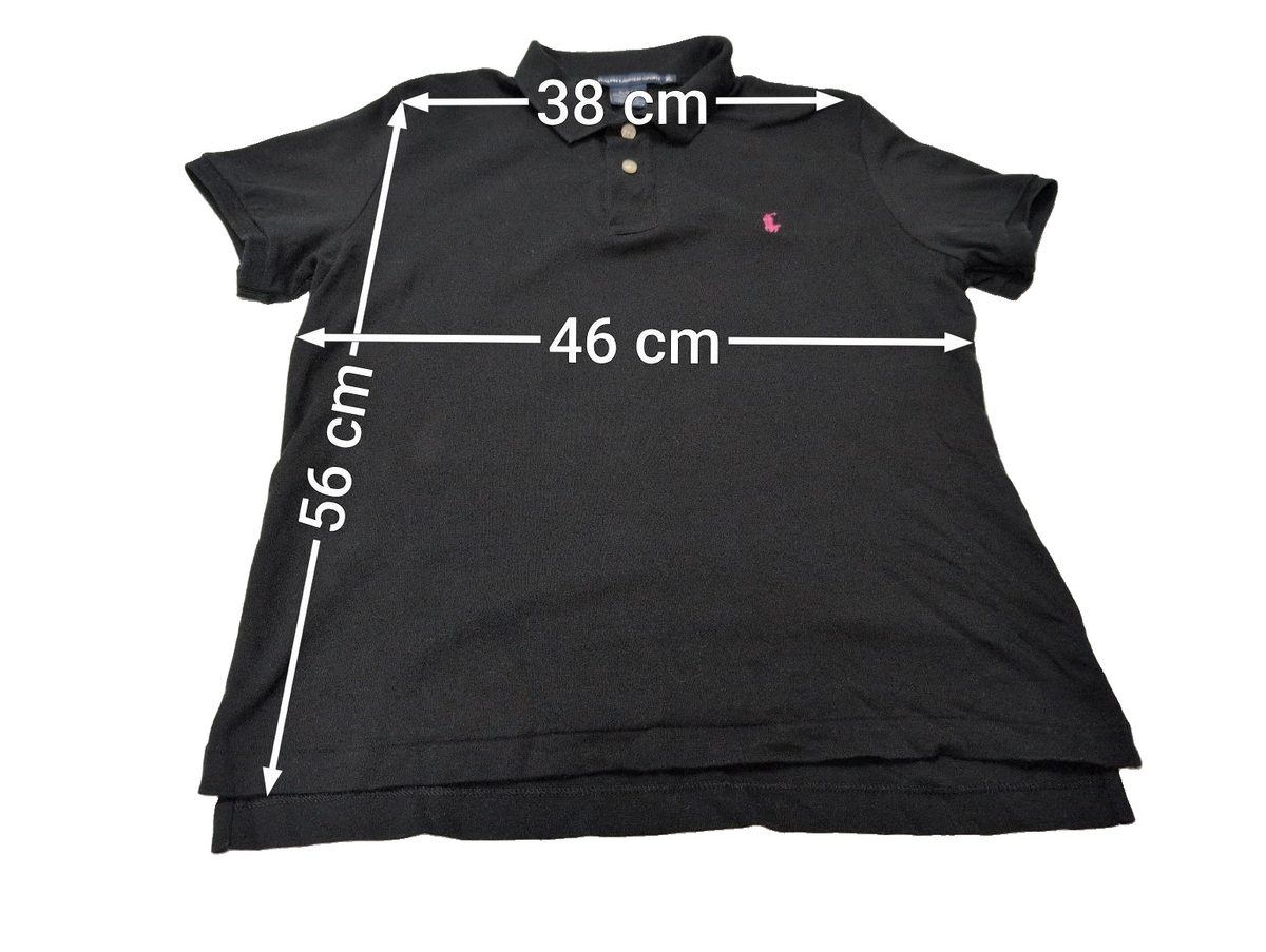 Polo manches courtes Ralph Lauren Sport femme XL taille S/M noir logo rose