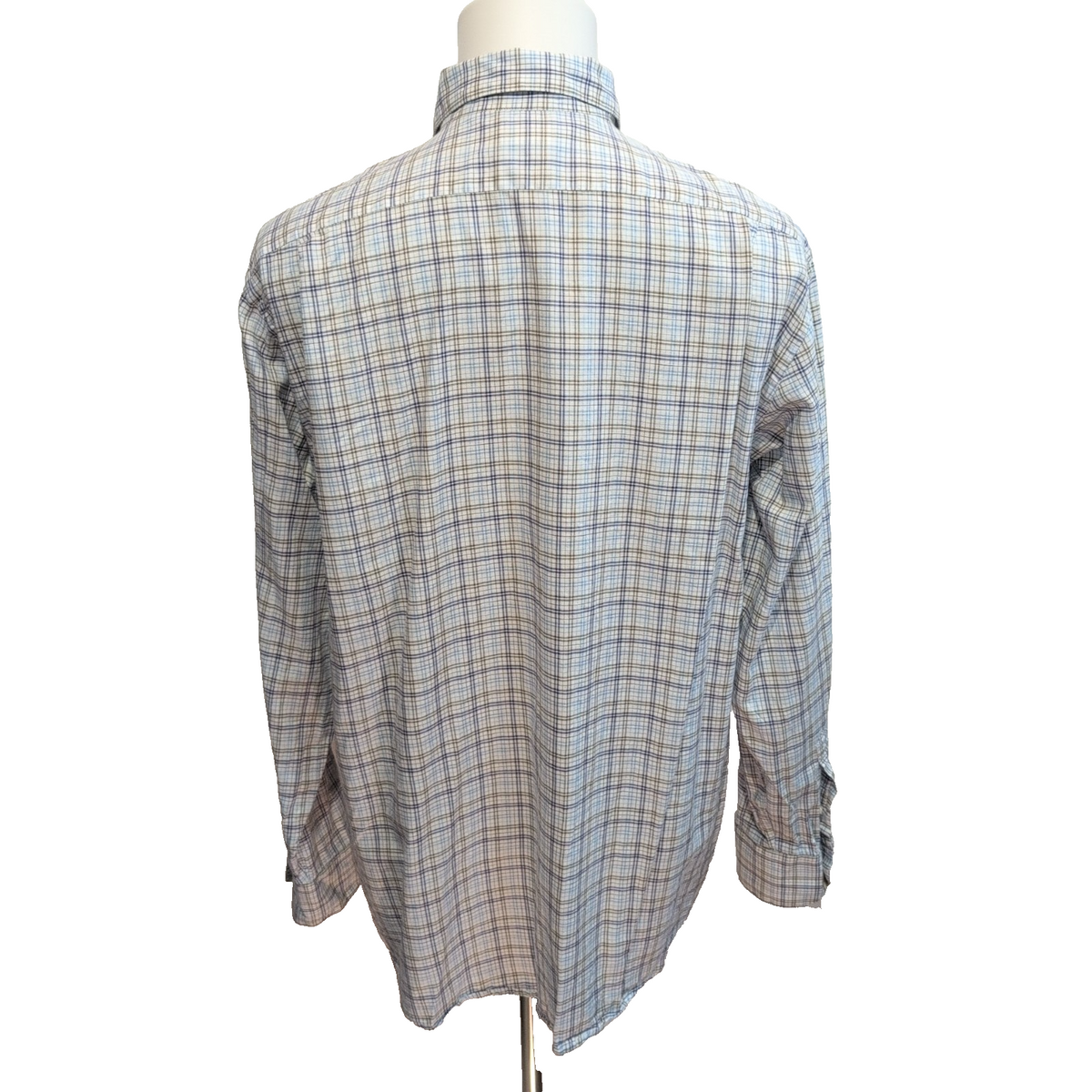 Chemise Lacoste XL 44 Made in France Carreaux Bleu Logo Poche manches longues