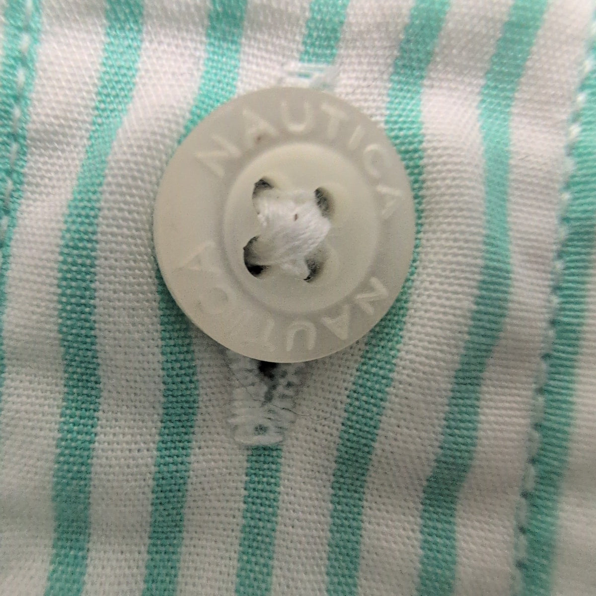 Chemise Nautica XXL Vert Pâle Rayures Logo Brodé Coton manches longues