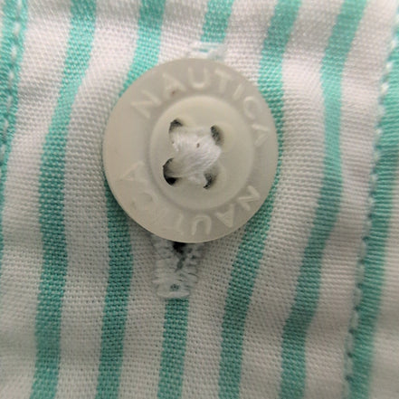 Chemise Nautica XXL Vert Pâle Rayures Logo Brodé Coton manches longues