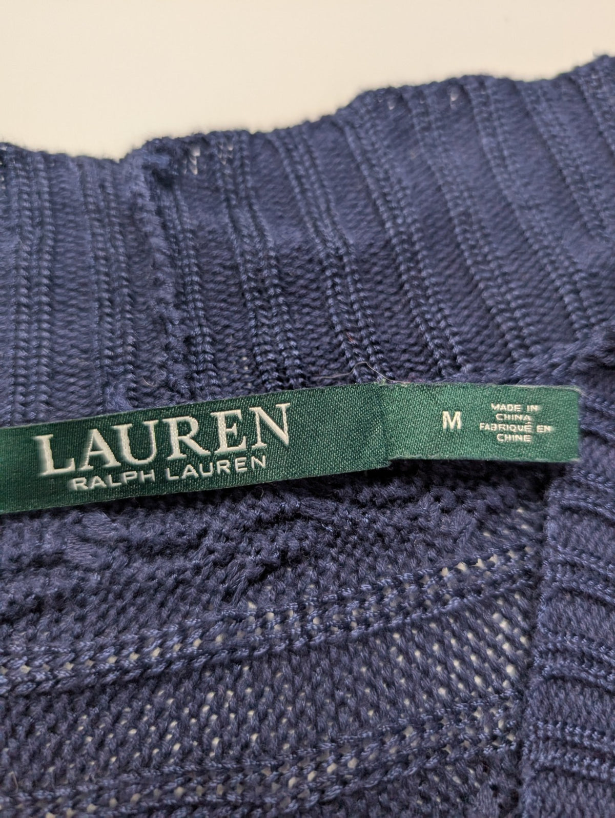 Gilet cardigan femme LAUREN Ralph Lauren long bleu marine ajouré taille M