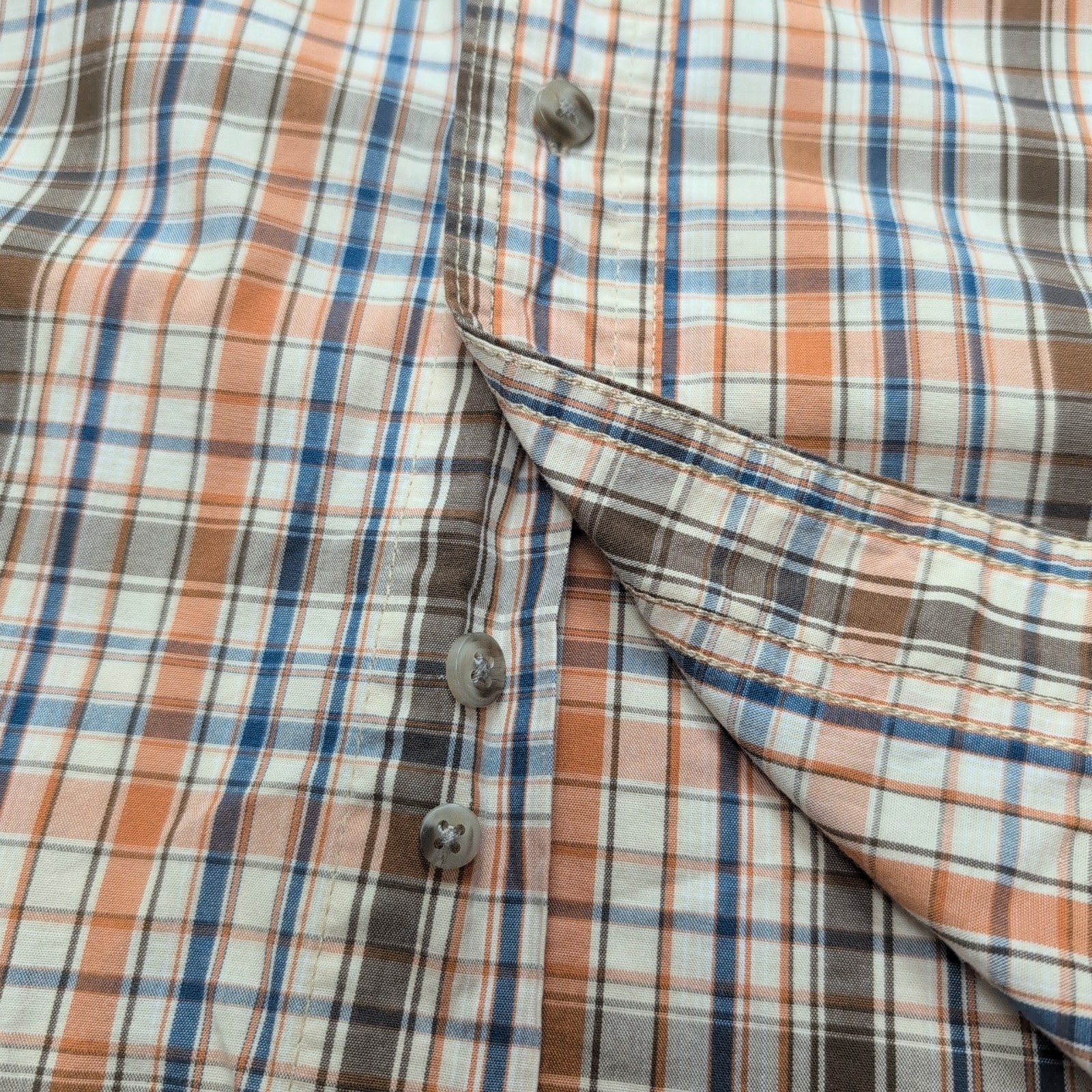Chemise Wrangler Rugged Wear Orange Marron Carreaux Coton Manches Longues T.M