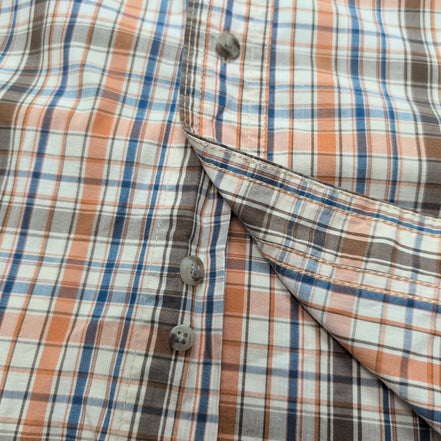 Chemise Wrangler Rugged Wear Orange Marron Carreaux Coton Manches Longues T.M