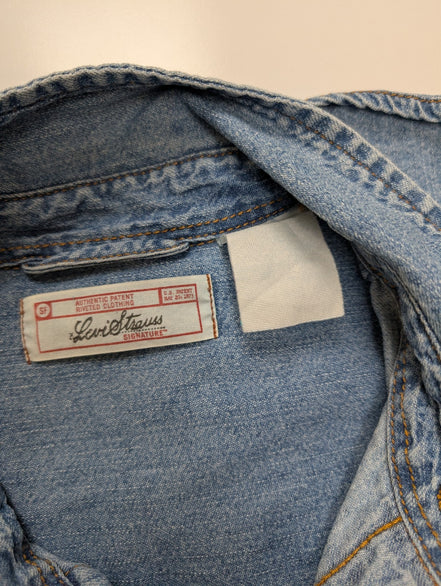 Chemise LEVI'S Jean Denim Bleu Clair Manches Longues Boutons Métal - Taille L