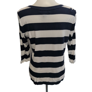 Pull Lauren Ralph Lauren L femme bleu marine blanc rayures coton maille fine
