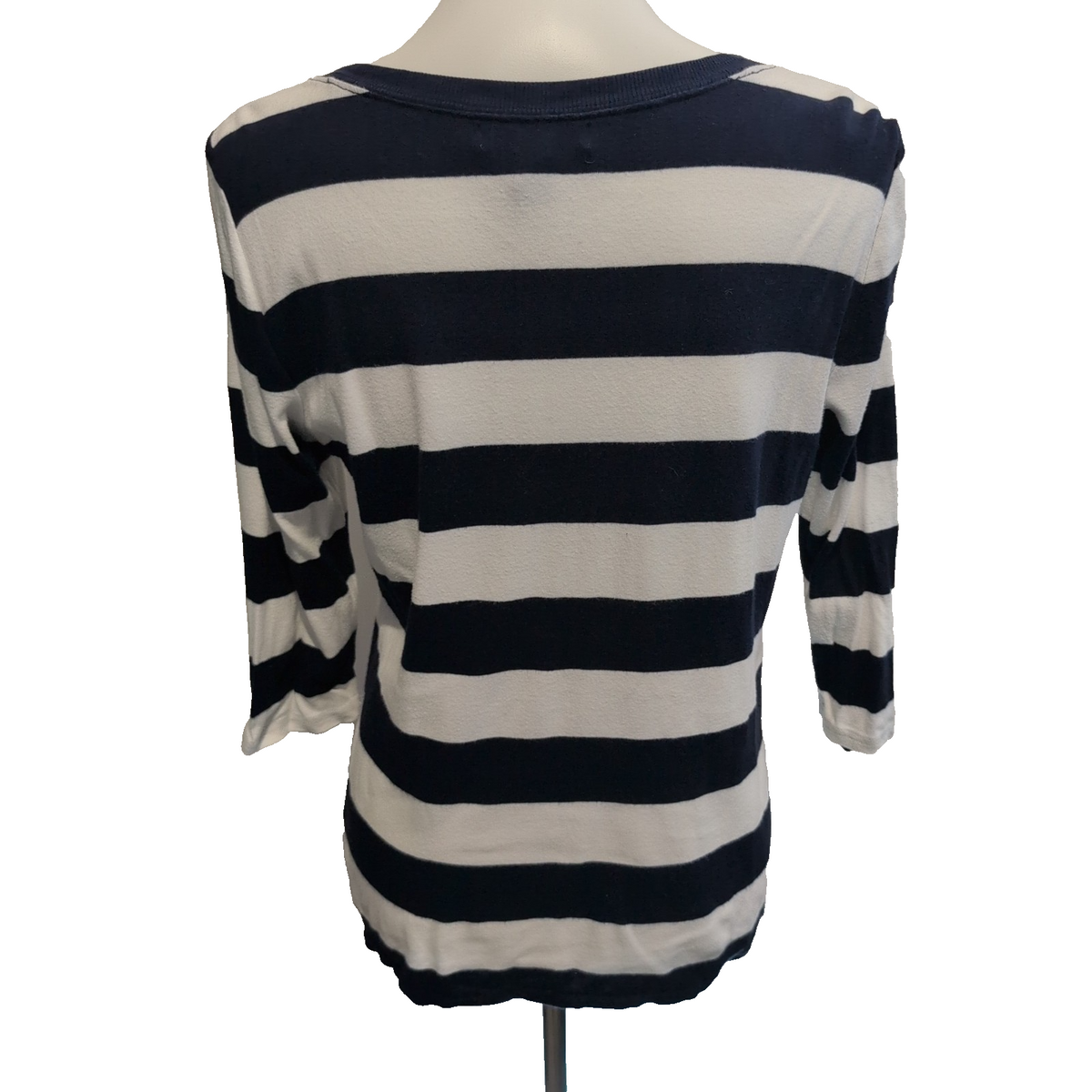 Pull Lauren Ralph Lauren L femme bleu marine blanc rayures coton maille fine