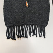 Écharpe Polo Ralph Lauren 100% Laine Mérinos Noire Logo Marron