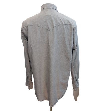 Chemise Wrangler Western Gris XL Pression Vintage 100% Coton