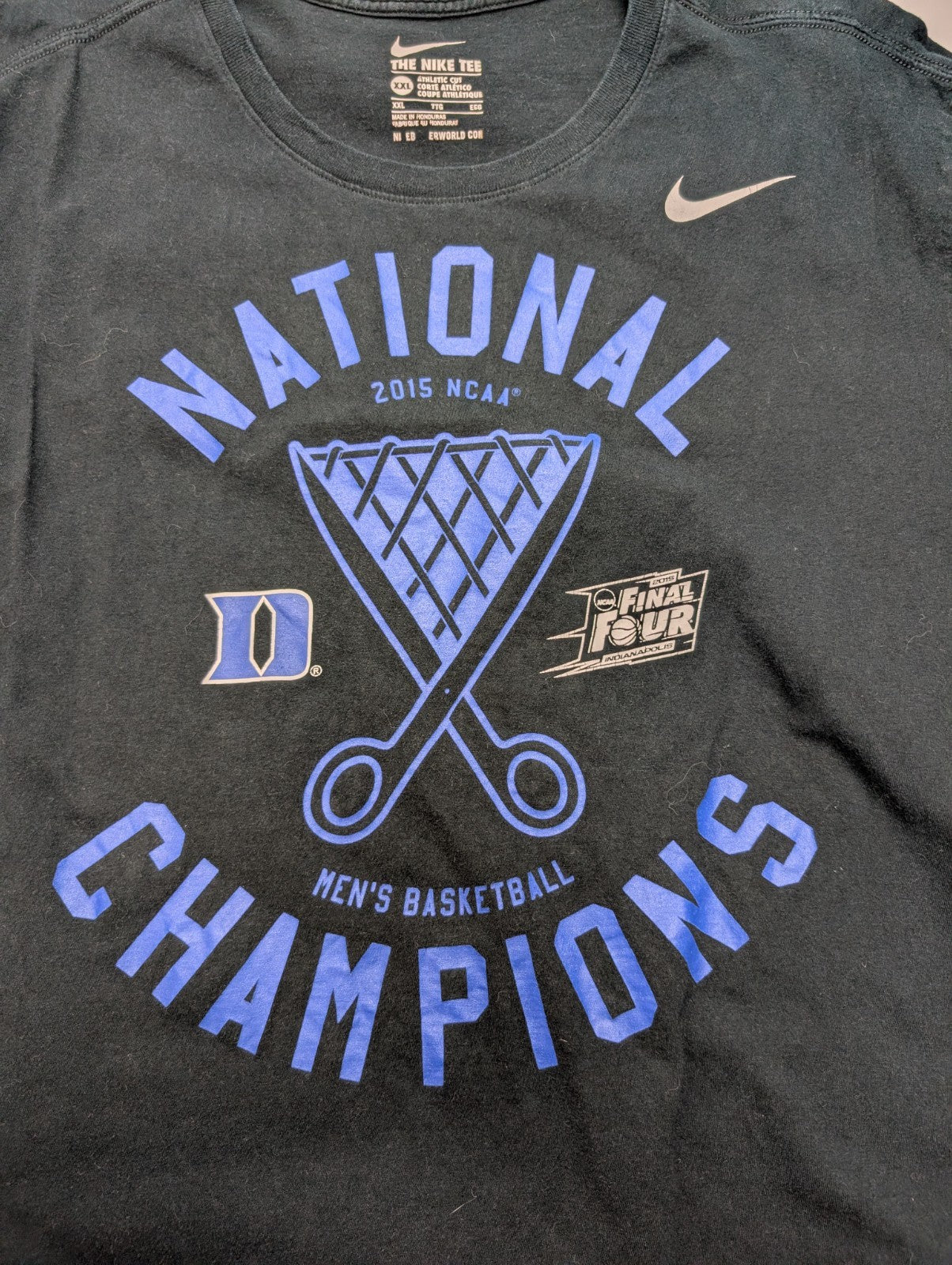 NIKE T-Shirt Homme XXL Noir NCAA 2015 CHAMPIONS Duke Basketball Rétro |103T