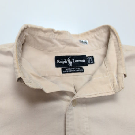 Chemise Ralph Lauren Yarmouth L XL Beige Crème Oxford Coton Logo Marron