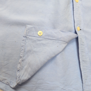 Chemise Nautica L Bleu Clair Rayonne Lin Manches Courtes Logo Brodé Vintage