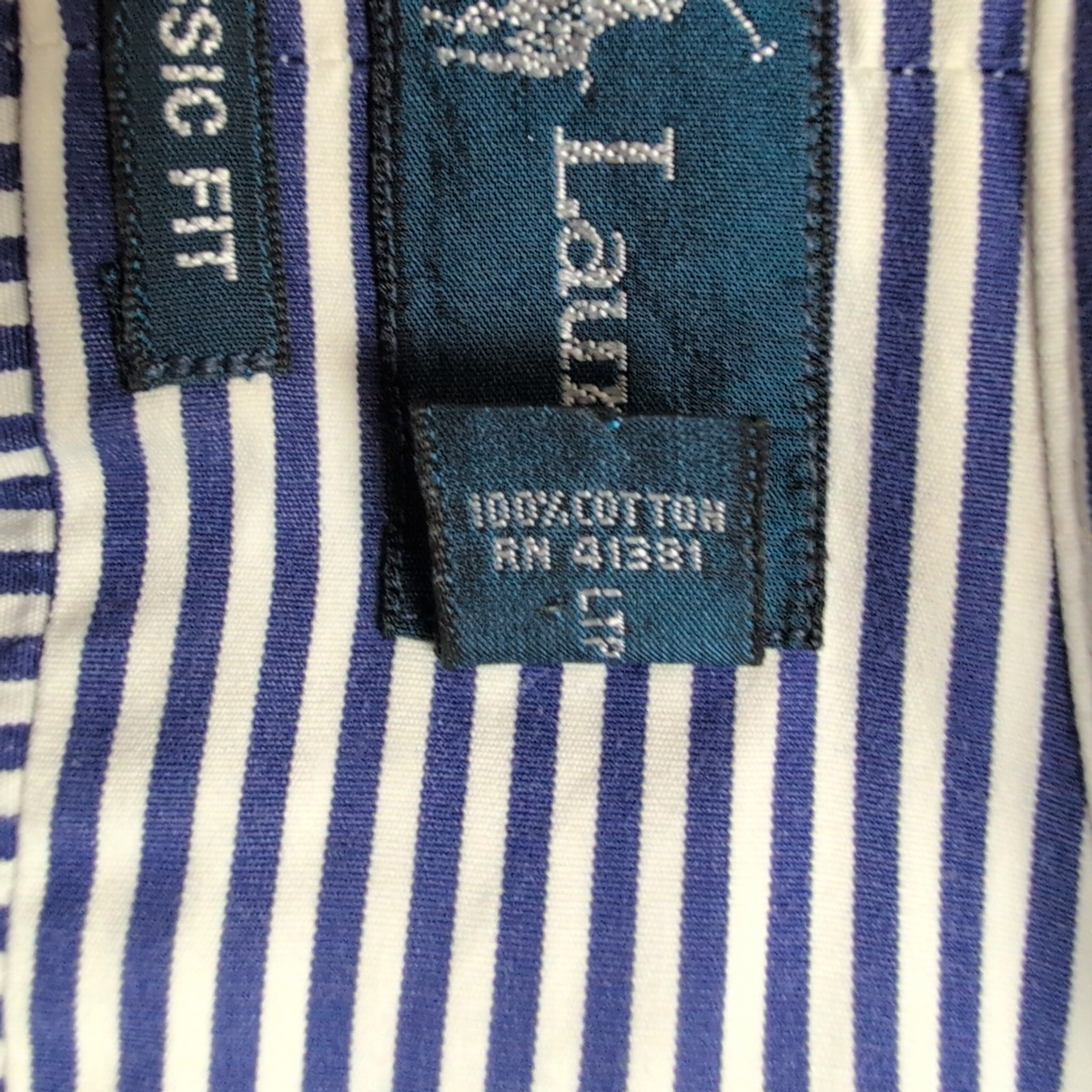 Chemise Ralph Lauren XL Bleue Rayures Logo Rouge Classic Fit Button Down Shirt