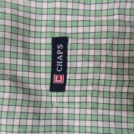 Chemise CHAPS verte à carreaux manches courtes taille XL #3e