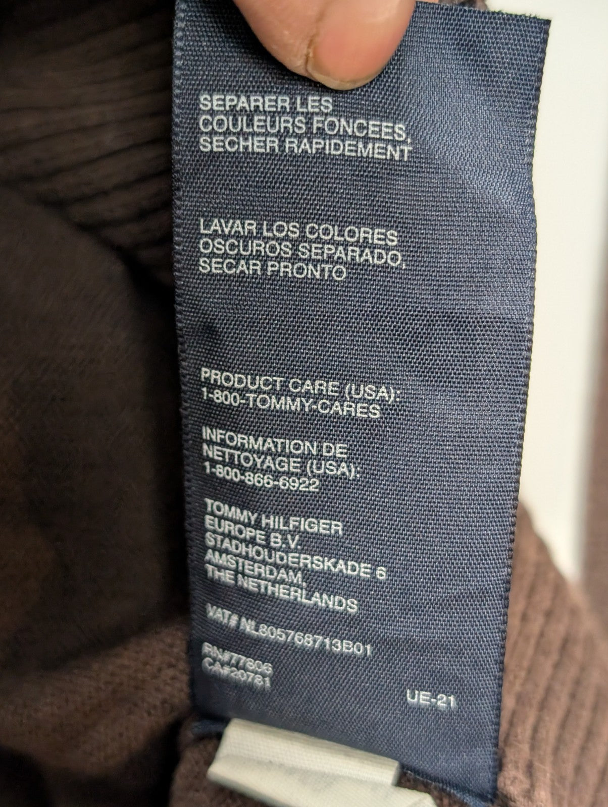 Pull Tommy Hilfiger Col V Marron Chocolat - Taille XXL (Étiquette XLTG)