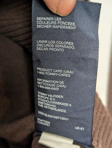 Pull Tommy Hilfiger Col V Marron Chocolat - Taille XXL (Étiquette XLTG)