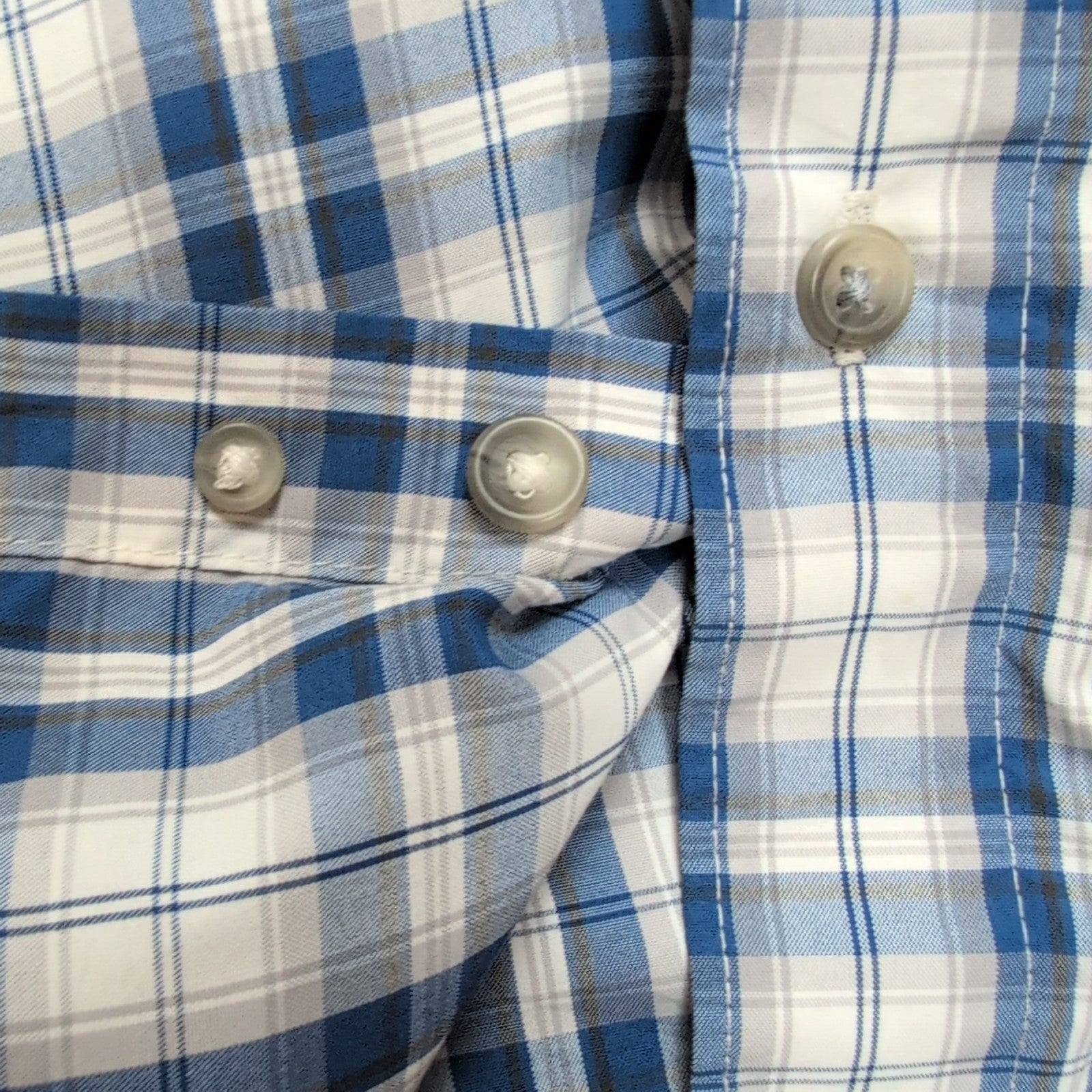 Chemise Chaps à Carreaux Bleus avec Poche - 100% Polyester - Taille LG