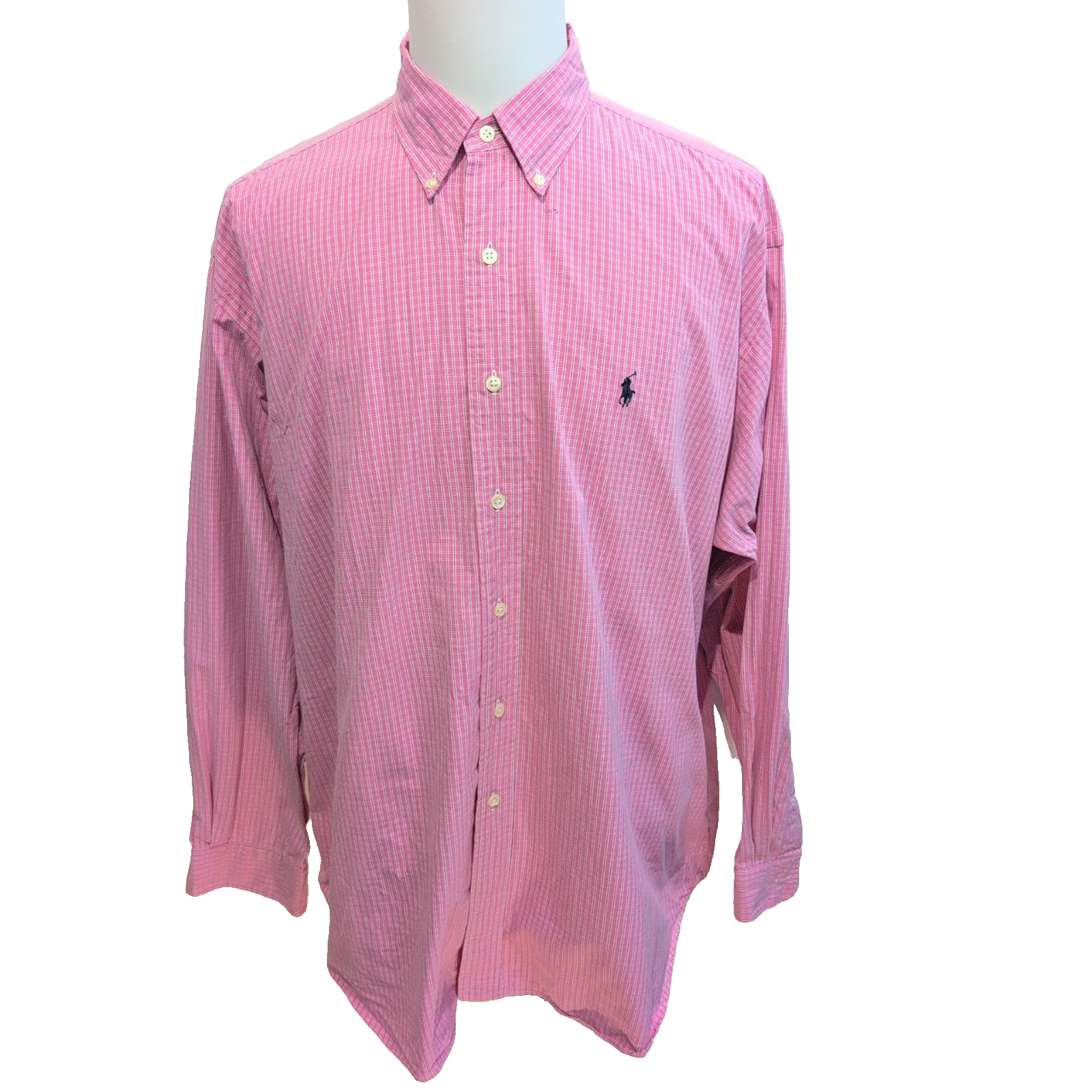 Chemise Ralph Lauren Blake XXL rose carreaux logo noir 100% coton
