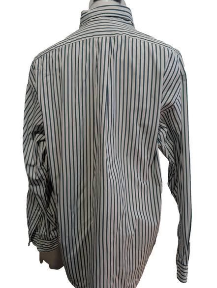 Ralph Lauren Chemise Vintage L Rayures Vert Écusson Couronne