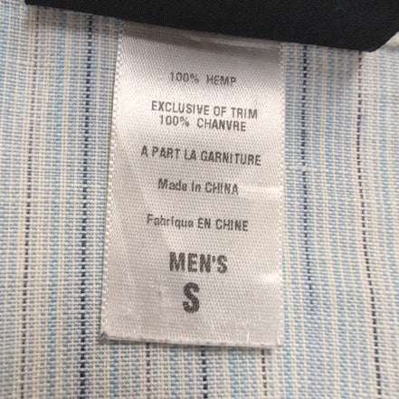Chemise Patagonia S 100% Chanvre Bleu Rayures Manches Courtes Vintage