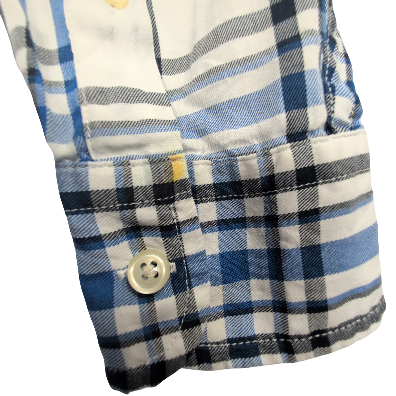 Chemise CHAPS blanche bleue noire à carreaux taille S #73e