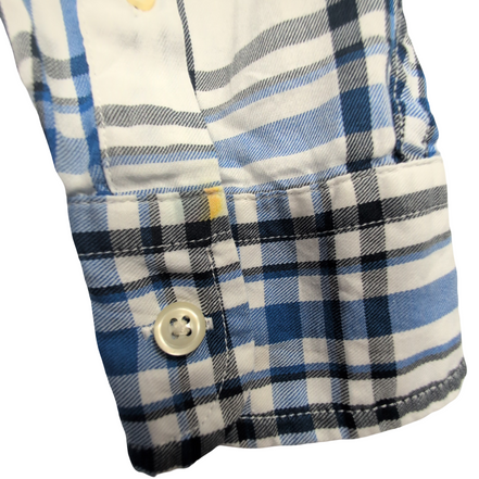 Chemise CHAPS blanche bleue noire à carreaux taille S #73e