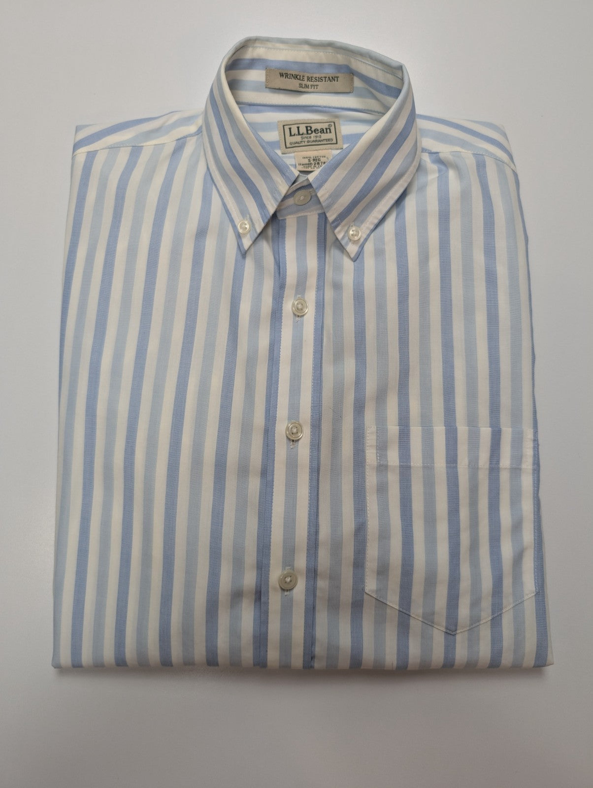 Chemise L.L Bean blanche à rayures bleu taille S #222msch
