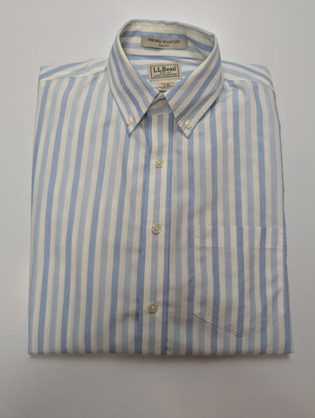 Chemise L.L Bean blanche à rayures bleu taille S #222msch