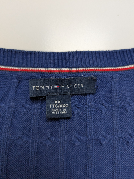 Pull Femme Tommy Hilfiger Bleu Électrique Torsadé - Taille 3XL