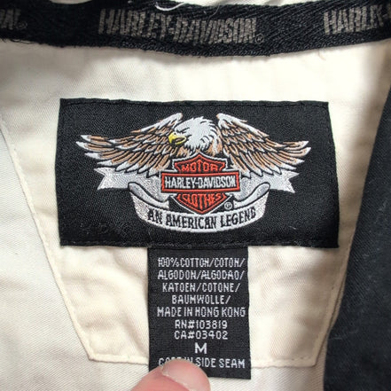 Harley Davidson Chemise Noire Blanche Brodée Manches Courtes Homme Taille M