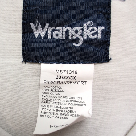 Chemise Wrangler Western Manches Longues à Boutons-Pression Nacrés Taille 3XL