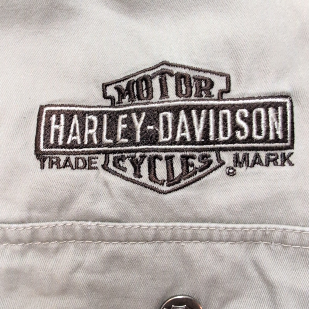 Surchemise Harley-Davidson XL Gris Doublée Coton Brodée Boutons Pression