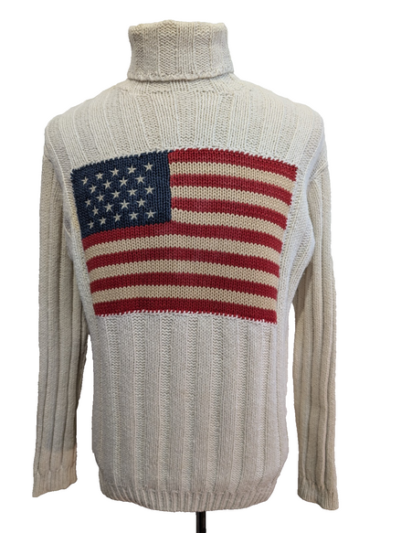Pull Polo Ralph Lauren Col Roulé "Flag" Drapeau Américain - 100% Coton Taille M