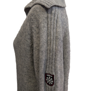 Pull ADIDAS Vintage Col Zippé 80% Laine Gris Logo Brodé Femme Taille L