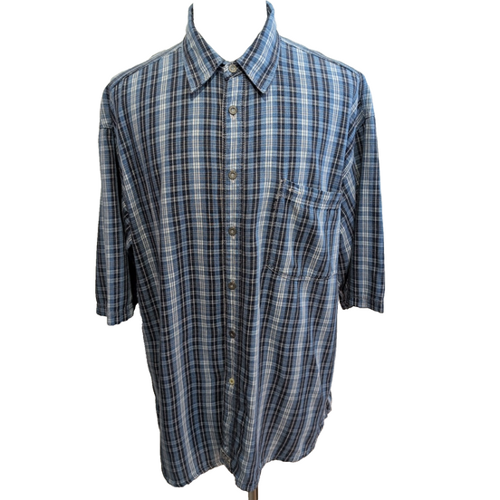 Chemise LEVI'S Homme XXL/3XL Bleue à Carreaux Boutons Métal Modèle Rare