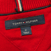 Pull TOMMY HILFIGER Bleu Marine Logo Géant Relief Taille M Coton Homme