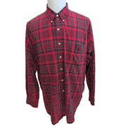Chemise Ralph Lauren Big Shirt XL carreaux rouge noir logo marine manches longue