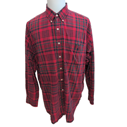 Chemise Ralph Lauren Big Shirt XL carreaux rouge noir logo marine manches longue