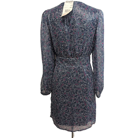 Robe La Redoute 38 Cache-Cœur Bleu Rose Paisley Brillante Neuve