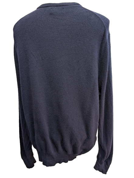 Pull Polo Ralph Lauren 100% Laine Mérinos Bleu Marine Col V - Taille 3XL