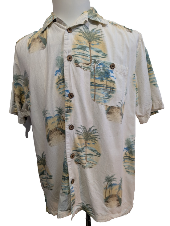 Chemise Hawaïenne Joe Marlin Coton & Rayon Blanc Cassé - Taille L